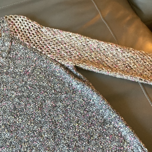 Rag & Bone multi-color sweater with open weave sleeves. - Picture 4 of 6